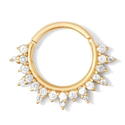 "Regal" Hinge Ring / Clicker In Gold With Gemstones