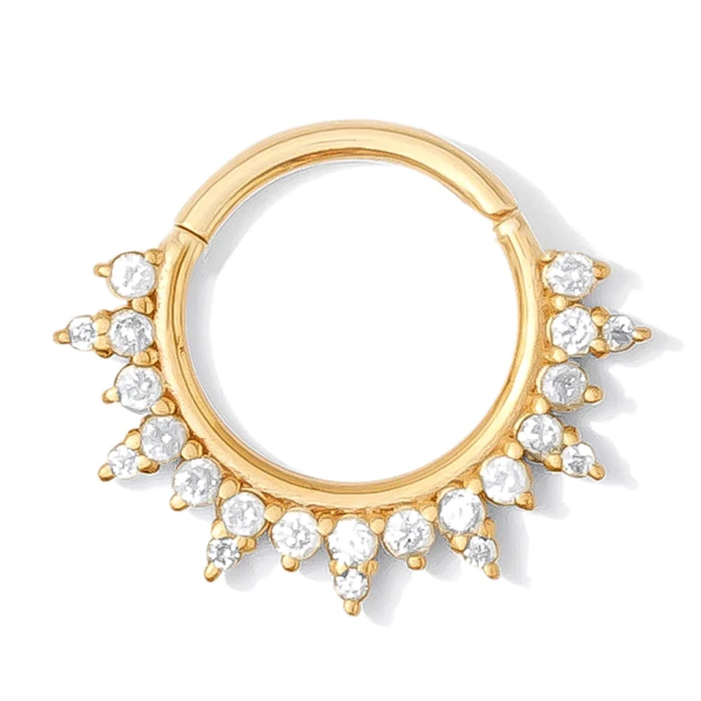 "Regal" Hinge Ring / Clicker In Gold With Gemstones 3 "Regal" Hinge Ring / Clicker In Gold With Gemstones