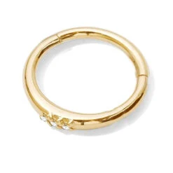 "Triplet" Hinge Ring / Clicker In Gold With Gemstones