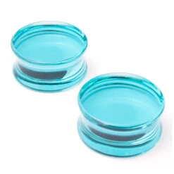 Glass Solid Plugs - Turquoise