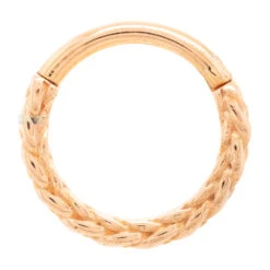 "Verona" Hinge Ring / Clicker In Gold -Starfire – Body Jewelry 42084 TawapaVeronaHingeRingClickerinGoldsingleRoseGold3.82