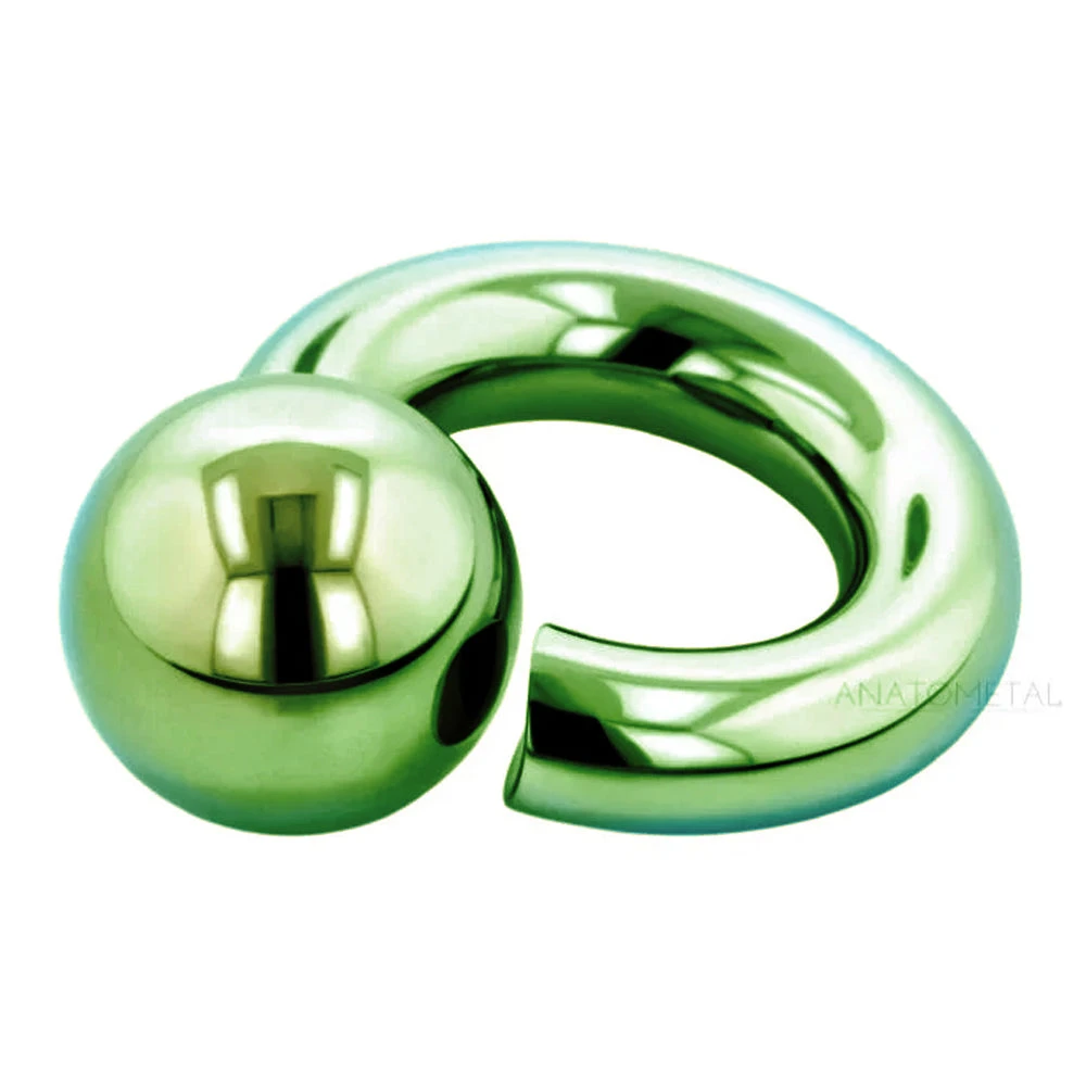 Titanium Screw-On Ball Ring - Green 3 Titanium Screw-On Ball Ring - Green