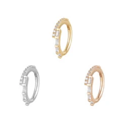 "In Reverse" Hinge Ring / Clicker In Gold With CZ's