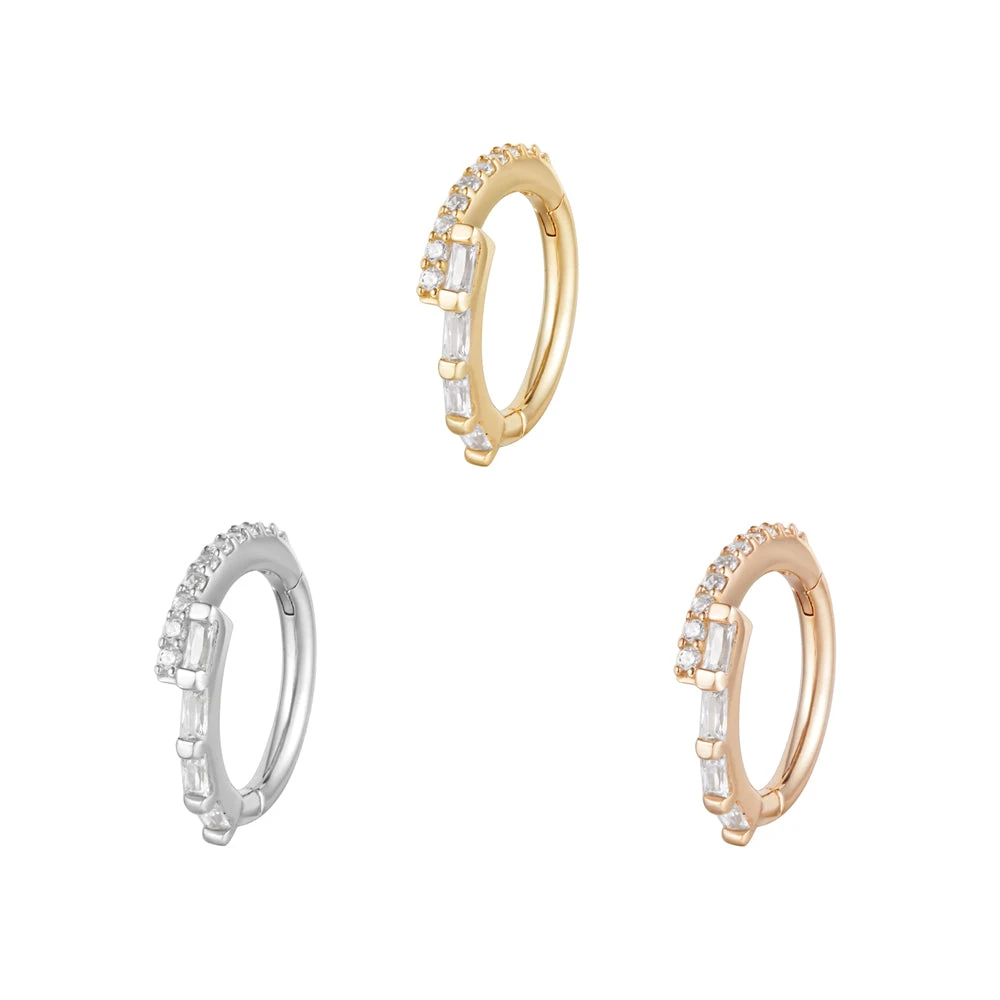 "In Reverse" Hinge Ring / Clicker In Gold With CZ's 3 "In Reverse" Hinge Ring / Clicker In Gold With CZ's