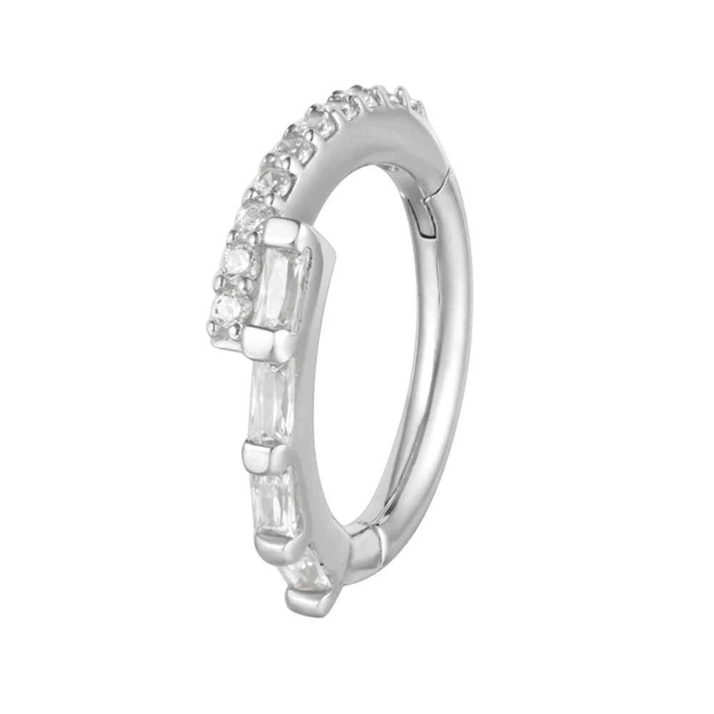 "In Reverse" Hinge Ring / Clicker In Gold With CZ's 6 "In Reverse" Hinge Ring / Clicker In Gold With CZ's - Image 4