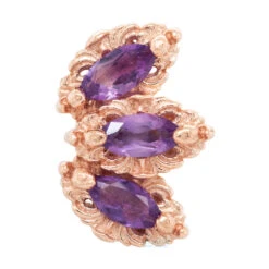 "Baroque" Threaded End In Gold With Amethyst -Starfire – Body Jewelry 42175 AuAdoreBaroqueThreadedEndinGoldwithAmethystSingleRoseGold2