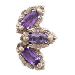 "Baroque" Threaded End In Gold With Amethyst -Starfire – Body Jewelry 42175 AuAdoreBaroqueThreadedEndinGoldwithAmethystSingleWhiteGold2