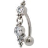 "Aragon" 'Cascade' Reverse Dangle Faceted Gem Navel Curve With Dangle -Starfire – Body Jewelry 42218 LeroiAragon Cascade ReverseDangleFacetedGemNavelCurvewithDangleSingleWhiteVENDORPHOTO