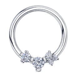 "Ripple" Seam Ring In Gold With White CZ's