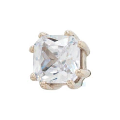 Threadless: Asscher End In Gold -Starfire – Body Jewelry 42238 MushroomBodyJewelrythreadlessAsscherEndinGoldSingleWhiteGoldWhiteCZ1