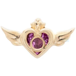 "Crisis Moon" Threaded End In Gold With Pink Sapphire -Starfire – Body Jewelry 42250 BodyVision BVLACrisisMoonThreadedEndinGoldwithPinkSapphireSingleYellowGold2