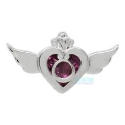 "Crisis Moon" Threaded End In Gold With Pink Sapphire -Starfire – Body Jewelry 42250 Body Vision BVLA Crisis Moon Threaded End in Gold with Pink Sapphire Single White Gold 2