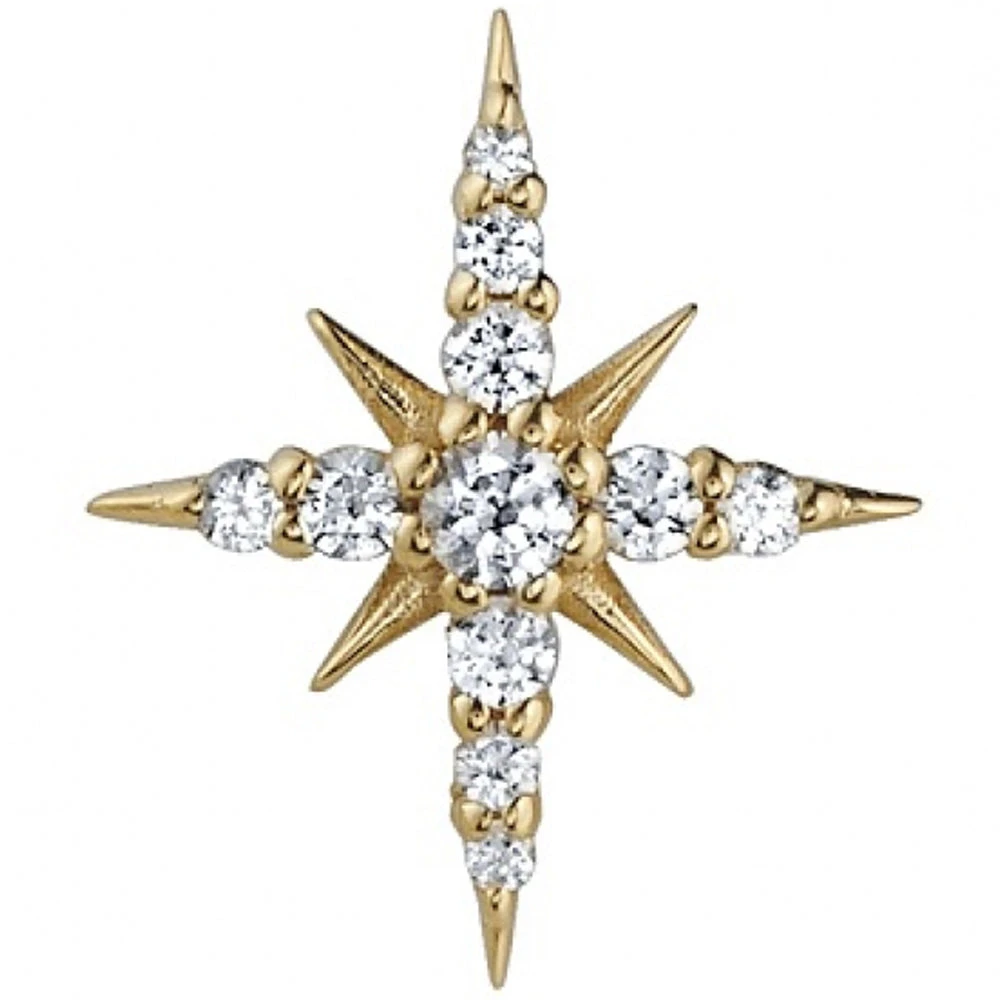 "Lady Katya" Threaded End In Gold With White CZ's 3 "Lady Katya" Threaded End In Gold With White CZ's