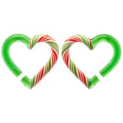 Glass Hearts - Red, Green & White Candy Cane On Green -Starfire – Body Jewelry 42270 GlassHeartStudioGlassHearts Red Green WhiteCandyCaneonGreenSingle2ga.Mini2 910f308c eb63 411d 817f af41bf6c2f58
