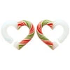 Glass Hearts - Red, Green & White Candy Cane On White