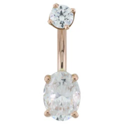 Oval Faceted Gem Navel Curve In Gold -Starfire – Body Jewelry 42275 LeroiOvalFacetedGemNavelCurveinGoldSingleRoseGoldVENDORPHOTO