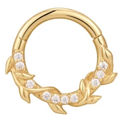 "Wild Hearts" Hinge Ring / Clicker In Gold With CZ's