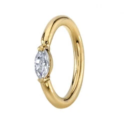 V Prong Marquise Fixed Seam Ring (FBR) In Gold With DIAMOND