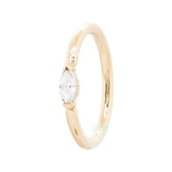 V Prong Marquise Fixed Seam Ring (FBR) In Gold With White CZ