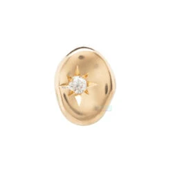 Threadless: "Lover" End In Gold With CZ -Starfire – Body Jewelry 42310 BJOthreadlessLoverEndinGoldwithCZSingleYellowGold2
