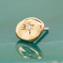 Threadless: "Lover" End In Gold With CZ -Starfire – Body Jewelry 42310 BJOthreadlessLoverEndinGoldwithCZzfunky