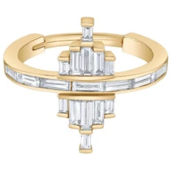 "Facade" Hinge Ring In Gold With White CZ's