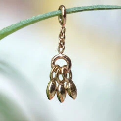 Triple Marquise Bead Chain Charm In Gold