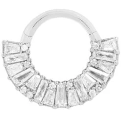 "Amplify" Hinge Ring / Clicker In Gold With CZ's -Starfire – Body Jewelry 42439 Amplify HingeRing ClickerinGoldwithCZ sSingleWhiteGoldVENDORPHOTO