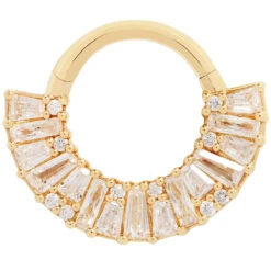 "Amplify" Hinge Ring / Clicker In Gold With CZ's