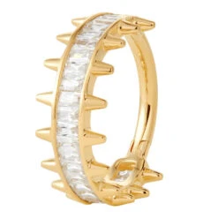 "Akira" Hinge Ring / Clicker In Gold With White CZ's