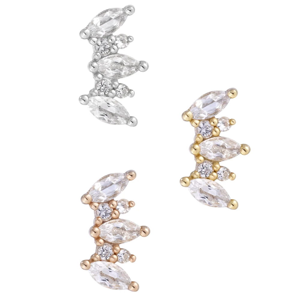 Threadless: "Alice" End In Gold With White Sapphires 3 Threadless: "Alice" End In Gold With White Sapphires