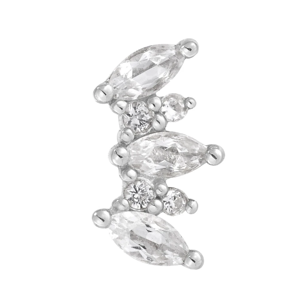 Threadless: "Alice" End In Gold With White Sapphires 4 Threadless: "Alice" End In Gold With White Sapphires - Image 2