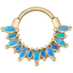 "Alt Sweet Dreams" Hinge Ring In Gold With Genuine White Opals