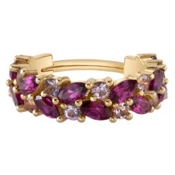 "Isabella" Hinge Ring In Gold With Rhodolite & Light Amethyst -Starfire – Body Jewelry 42594 BodyVision BVLAIsabellaHingeRinginGoldwithRhodolite LightAmethystSingleYellowGoldVENDORPHOTO