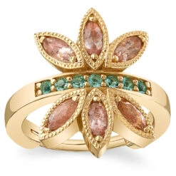 "Tenaya" Hinge Ring In Gold With Oregon Sunstone & Mint Beryl -Starfire – Body Jewelry 42651 BodyVision BVLATenayaHingeRinginGoldwithOregonSunstone MintBerylSingleYellowGold2VENDORPHOTO