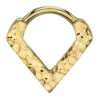 Hammered "Exotix V" Hinge V Ring In Gold -Starfire – Body Jewelry 42666 BodyVision BVLAHammeredExotixVHingeVRinginGoldSingleYellowGoldVENDORPHOTO