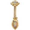 Beaded Pear Navel Curve In Gold With White Opal