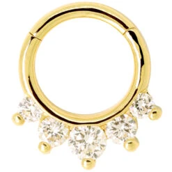 "Prium" Clicker #1 With Faceted DIAMONDS In Gold