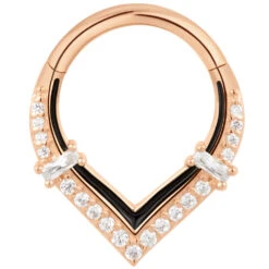 "Uprise" Hinge Ring / Clicker In Gold With CZ's