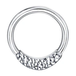 "Hammered Janna" Seam Ring In Gold -Starfire – Body Jewelry 42781 BodyVision BVLAHammeredJannaSeamRinginGoldSingleWhiteGoldVENDORPHOTO