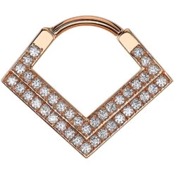 "Nairobi Dual" Hinge V Ring In Gold With White CZ's -Starfire – Body Jewelry 42789 BodyVision NairobiDualHingeVRinginGoldwithWhiteCZ sSingleRoseGoldVENDORPHOTO