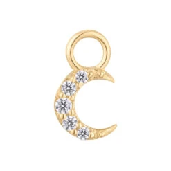 "Lunette" Charm In Gold With CZ's -Starfire – Body Jewelry 42845 BuddhaJewelryOrganicsLunetteCharminGoldwithCZ ssingleYellowGoldVENDORPHOTO