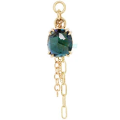 Rose Cut Kenya Origin Sapphire Chain Charm In Gold - 6.1mm