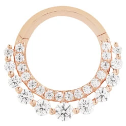 "Gl'amor" Hinge Ring / Clicker In Gold With CZ's -Starfire – Body Jewelry 42897 BuddhaJewelryOrganicsGl amorHingeRingClickerinGoldwithCZ sSingleRoseGoldVENDORPHOTO