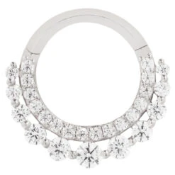 "Gl'amor" Hinge Ring / Clicker In Gold With CZ's -Starfire – Body Jewelry 42897 BuddhaJewelryOrganicsGl amorHingeRingClickerinGoldwithCZ sSingleWhiteGoldVENDORPHOTO