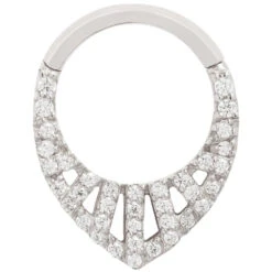 "Origin Story" Hinge Ring / Clicker In Gold With CZ's