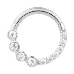 "Front Row" Hinge Ring / Clicker In Gold With White CZ's -Starfire – Body Jewelry 42918 EmberBodyJewelryFrontRowHingeRingClickerinGoldwithCZ sSingleWhitegoldVENDORPHOTO d014c782 0c78 4bf6 af3c 9807af795f03