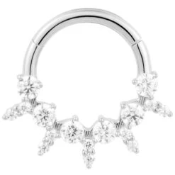 "Moxie" Hinge Ring / Clicker In Gold With White CZ's