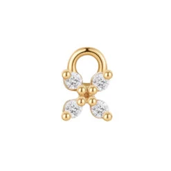 "Crux" Charm In Gold With White CZ's -Starfire – Body Jewelry 42949 EmberBodyJewelryCruxCharminGoldwithWhiteCZ sSingleYellowGoldVENDORPHOTO