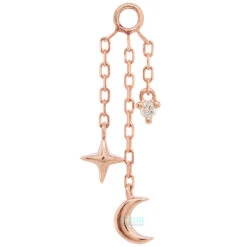 "Cassiopeia" Chain Charm With Diamond -Starfire – Body Jewelry 42982 ModernMoodCassiopeiaChainCharmwithDiamondsingleRosegold2
